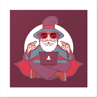 Funny Tech Wizard Cartoon Posters and Art